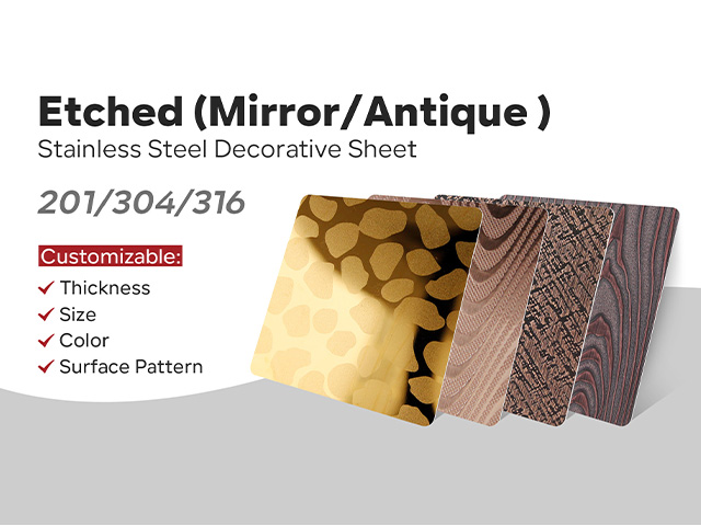 video aziendali Circa 316 304 Etched Finish Stainless Steel Sheets 4x4 4x8 4x10 sizes